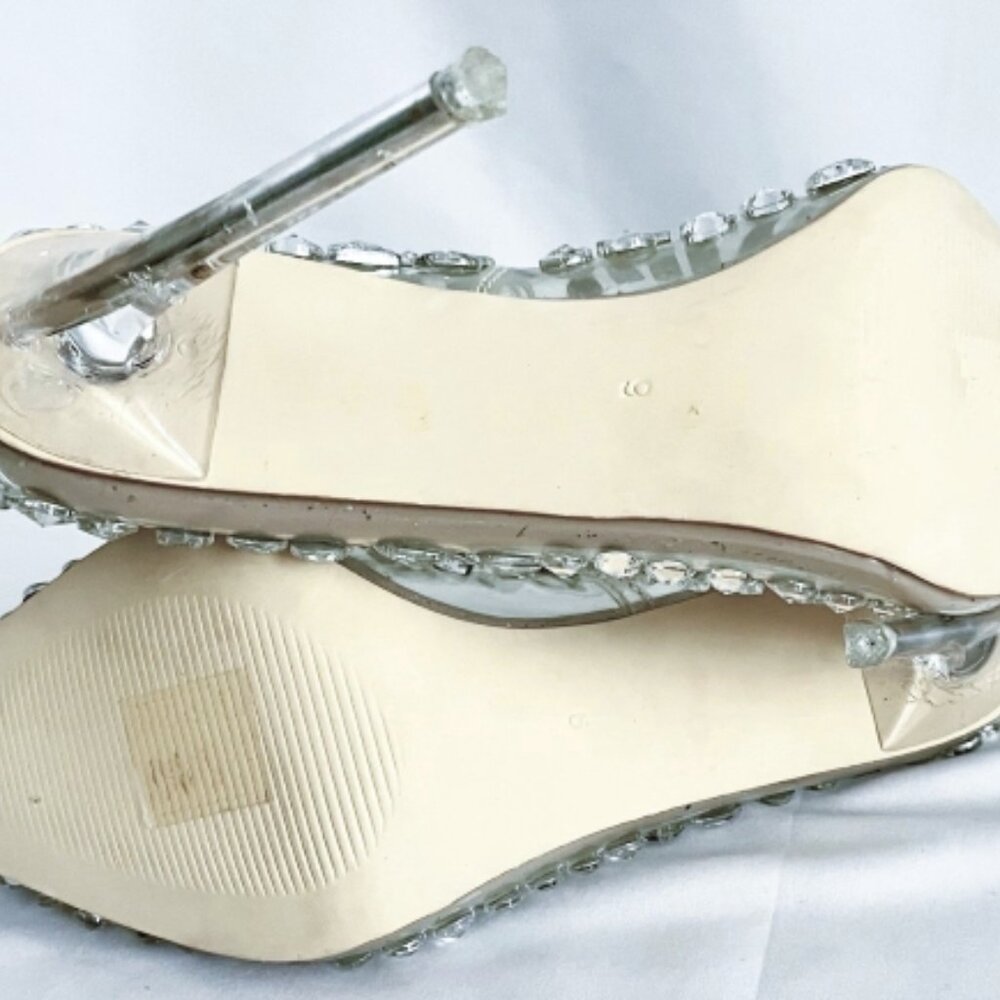 Cinderella Glass Rhinestone Heels Size 9 Azalea Wang High Heels The Bonnie Clear - Picture 6 of 10